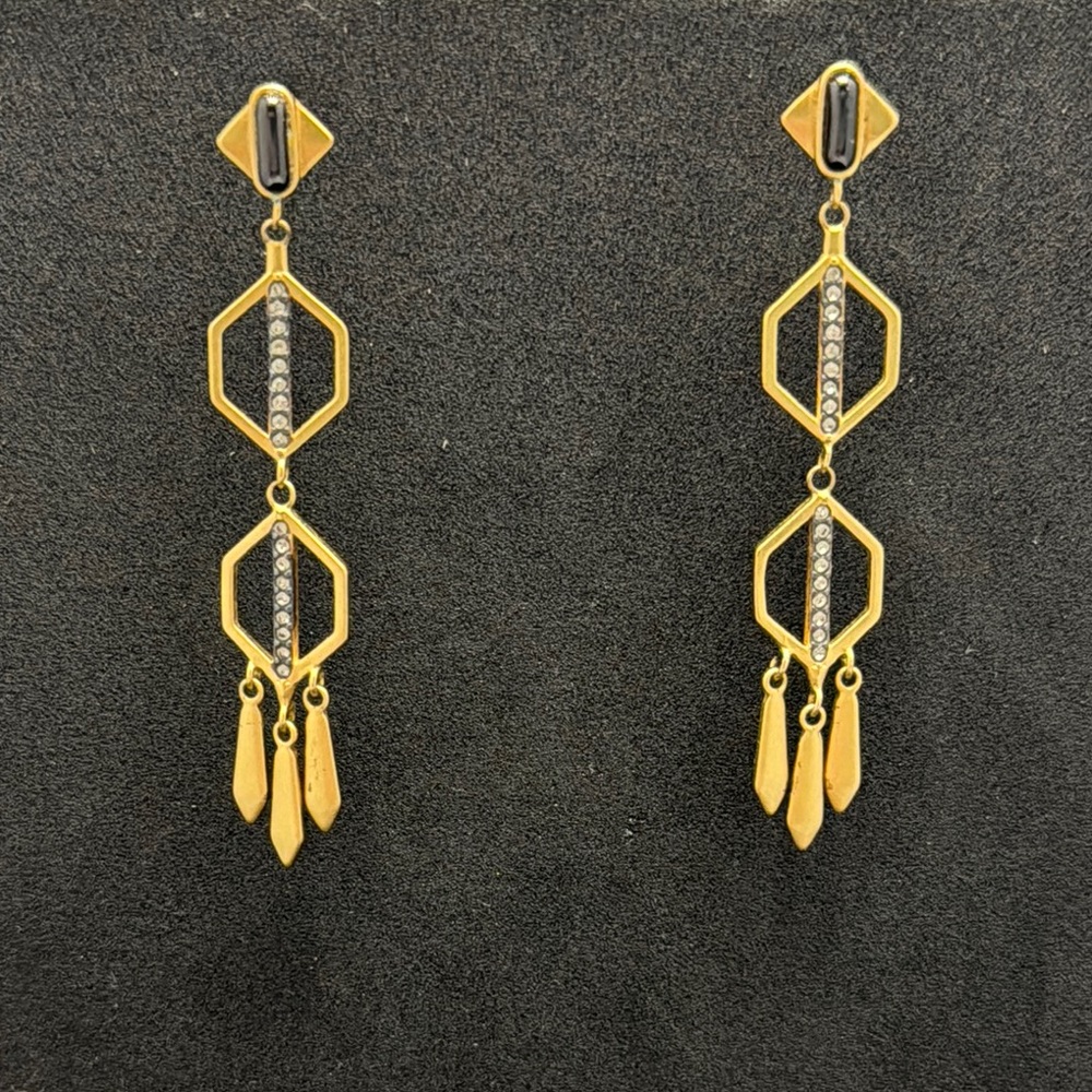 Stella & Dot Gold and Black Geometric Earrings